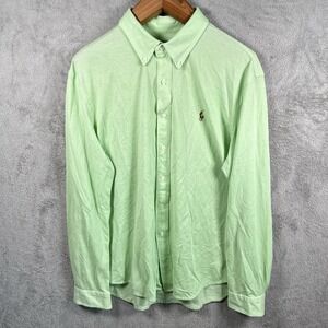 Ralph Lauren Knit Oxford Shirt Mens XXL Stretch Green Button Down Pony